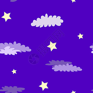 黄星和紫云的无缝图案图片