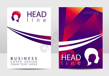 现代封面设计模板 人头 创意风格 在向量中的标识 设计理念 孤立在白色背景上的紫罗兰色 商业网络打印卡品牌的符号图片