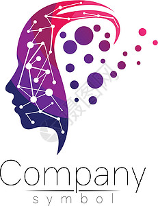 人体头部的矢量符号 侧脸 紫色粉红色隔离在白色背景上 商业科学心理学医学的概念标志 创造性的标志设计 人剪影 现代日志图片