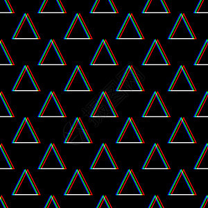 矢量无缝故障模式 黑色背景上的颜色 三角形元素 数字像素噪声抽象设计 电视信号失灵 技术问题 grunge 壁纸 重复打印墙纸失图片