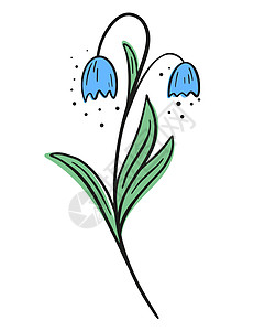 铃铛花优美美丽的花蓝色铃铛线 artvector 图插画