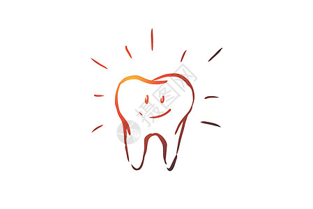 清洁牙齿护理牙齿健康卫生概念 手绘孤立的矢量草图牙医插图卡通片搪瓷牙膏刷子治疗矫正牙科图片