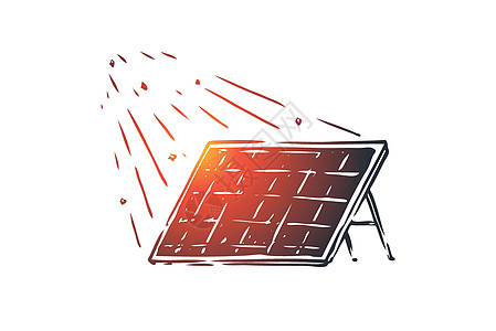 太阳能面板是另一种概念 手绘孤立的矢量阳光车站创新活力电池电气房子控制板草图环境图片