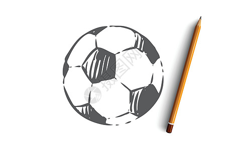经典足球素材足球足球比赛体育概念 手绘孤立的矢量圆圈休闲设备活动冠军竞赛游戏六边形圆形场地设计图片