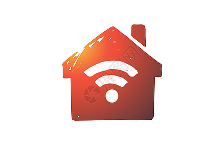 Wifi 互联网连接网络信号概念 手绘孤立的矢量收音机天线按钮电话热点广播播送电脑网站播客背景图片