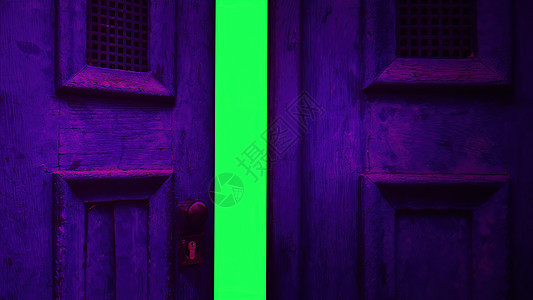 3d 插图通往绿色碎石的木门古董乡村动画片屏幕童年建筑寓言出口童话故事背景图片
