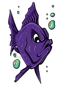 矢量观赏鱼剪影图 彩色卡通平水族馆鱼 ico标识鱼缸玻璃蓝色漫画插图海洋尾巴动物热带图片