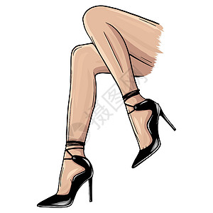 矢量穿高跟鞋的女孩 时装插画 穿鞋的女性腿 可爱的设计 时尚风格的时尚图片 时尚女性 时尚女士姿势鞋类冒充衣服插图娘娘腔草图裤子图片