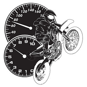 矢量插图运动超级摩托车摩托车与仪器摩托自行车标签墨水活动草图绘画加速度锦标赛引擎图片