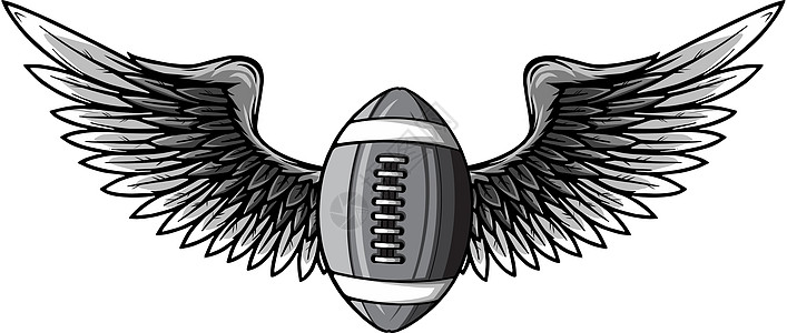美式足球的单色现实球与黑翼象征 vecto图片