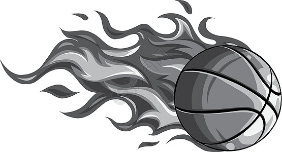 火焰矢量插图设计中的单色篮球球图片
