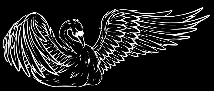 维密翅膀剪影天鹅 手绘矢量图的 swa插画