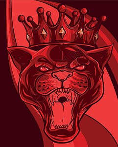 冠中的头豹 矢量插图设计捕食者耳朵公主马戏团冠冕皇后衣服宠物动物荒野图片