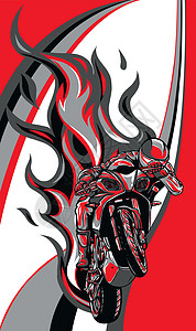 摩托车赛车与火矢量图设计运输烧伤橙子摩托力量标识车辆火焰徽章骑士图片