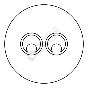 眼睛看概念两对眼睛视图图标圆圈黑色矢量插图实体轮廓样式图像圆形光学眼科卫生医生球形保健眼球眼镜图片