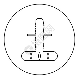 可调节支撑家具腿图标圆圈黑色矢量图解实心轮廓样式图像持有者插图物品圆形图片