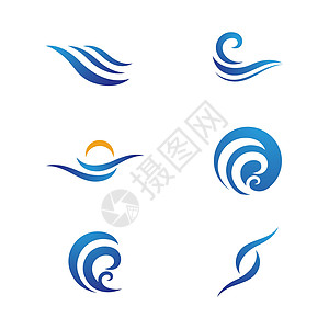 水波图标矢量设计地平线公司艺术海滩天气波浪日落海浪日出插图图片
