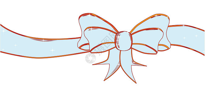 蓝丝带和博丝带丝绸材料绘画星星艺术插图包装艺术品圣诞礼物背景图片