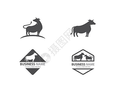 牛标志 vecto农业喇叭牛肉小牛水牛产品食物家畜屠夫动物插画