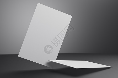 白色垂直名片纸样机模板 带有空白封面 用于在黑色纸板背景上插入公司徽标或个人身份 现代概念 3D 插图渲染床单小册子商业文档办公图片