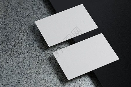 白色水平名片纸样机模板 带有空白封面 用于在黑色纸板地板背景上插入公司徽标或个人身份 现代概念 3D 插图渲染横幅办公室传单商业图片