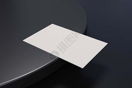 个人名片模板黑白名片纸样机模板 带有空白封面 用于在黑色铬地板背景上插入公司徽标或个人身份 现代概念 3D 插图渲染正方形商业笔记邮件信封推背景