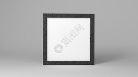 深灰色背景上的白色方形相框样机 品牌展示模板打印封面 极简主义和室内主题 3D插画渲染图片
