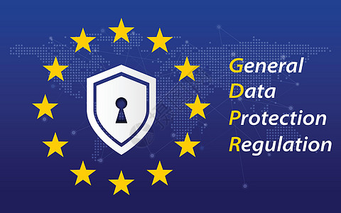 一般数据保护条例 称为GGDPR 2018/2019概念 欧盟旗帜 数字转换和安全主题 矢量说明图片