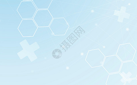 医学抽象背景 多边形和点线图形设计元素 现代科学未来主义壁纸封面概念的蓝色和白色基调 医疗保健模板主题数字网络药店药品化学插图实图片
