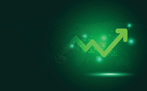 未来派绿色提高箭头图表数字化转型抽象技术背景 集贸经济大数据与业务增长货币存量与投资指标 矢量图图片