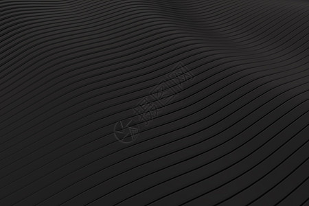 特写抽象黑银烟熏金属条纹切片波浪背景 极简主义概念 平面设计壁纸和背景 3D插画渲染图片
