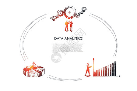 数据分析查看数据计划和齿轮的商务人员和坐 od 图矢量概念 se界面营销人士创新信息插图屏幕市场办公室商业图片