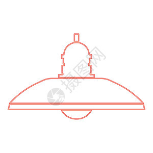霓虹灯复古家用灯和落地灯红色矢量插图平面样式图像图片