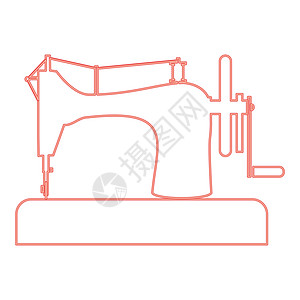霓虹缝纫机红色矢量插图平面样式图像图片