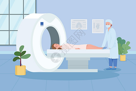 MRI 扫描在医院平面彩色矢量它制作图案图片
