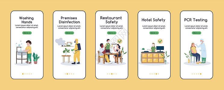 移动应用程序屏幕平面矢量模板上的冠状病毒大流行问题图片