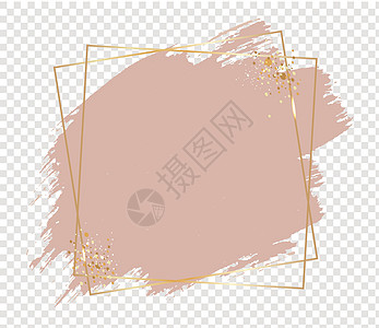 粉红色油漆与金色框架透明背景图片