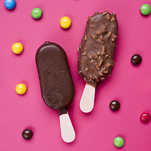 顶部查看巧克力冰淇淋糖果 高品质照片图片