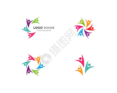 社区社区护理Logo模板合伙公司友谊联盟会议生活世界家庭团体圆圈图片