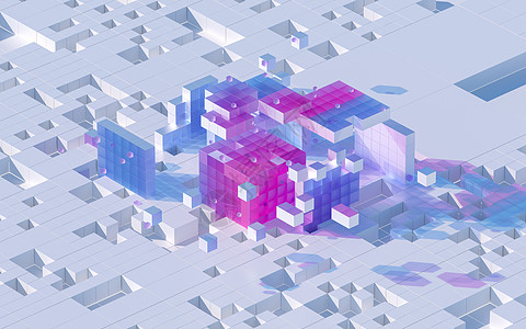 半透明渐变立方体和materials3d渲染斜坡材料团体技术梯度坡度正方形马赛克塑料紫色图片