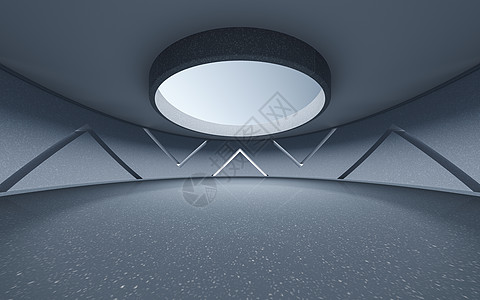 空间3d 渲染的空圆房间感门厅技术几何学三角形房间白色陈列室住宅建筑学圆形图片