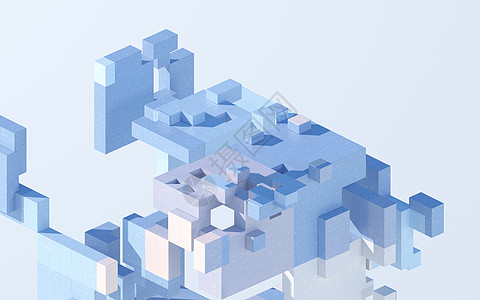 立方体和材料抽象几何体3d 渲染建筑学斜坡马赛克多边形塑料团体奢华蓝色正方形梯度图片