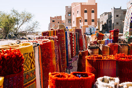 Marrakech的地毯市场 高质量照片图片