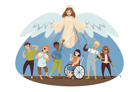 保护残疾医疗保健支持宗教基督教概念图片