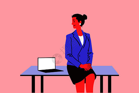 办公室概念中的女商务人士电脑文档女性衬衫助手咖啡笔记本商务经理管理人员图片
