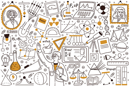 物理涂鸦系列数学草图重力技术科学原子学校知识老师光学图片