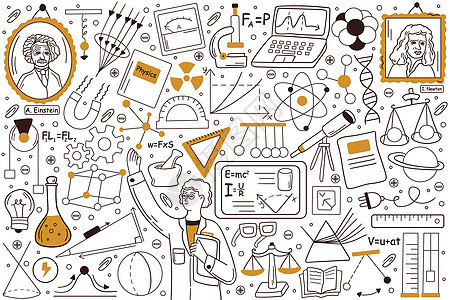 物理涂鸦系列数学草图重力技术科学原子学校知识老师光学图片