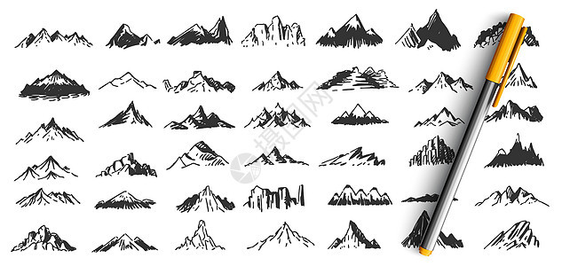 手绘山峰涂鸦 se图片