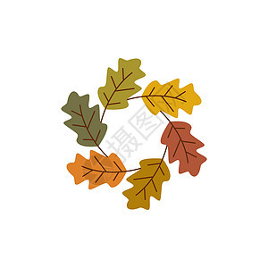 秋叶标志模板红色插图运动黄色橡木棕色植物森林金子白色图片