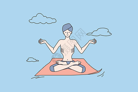 戴头巾的瑜珈男子练习瑜伽冥想图片